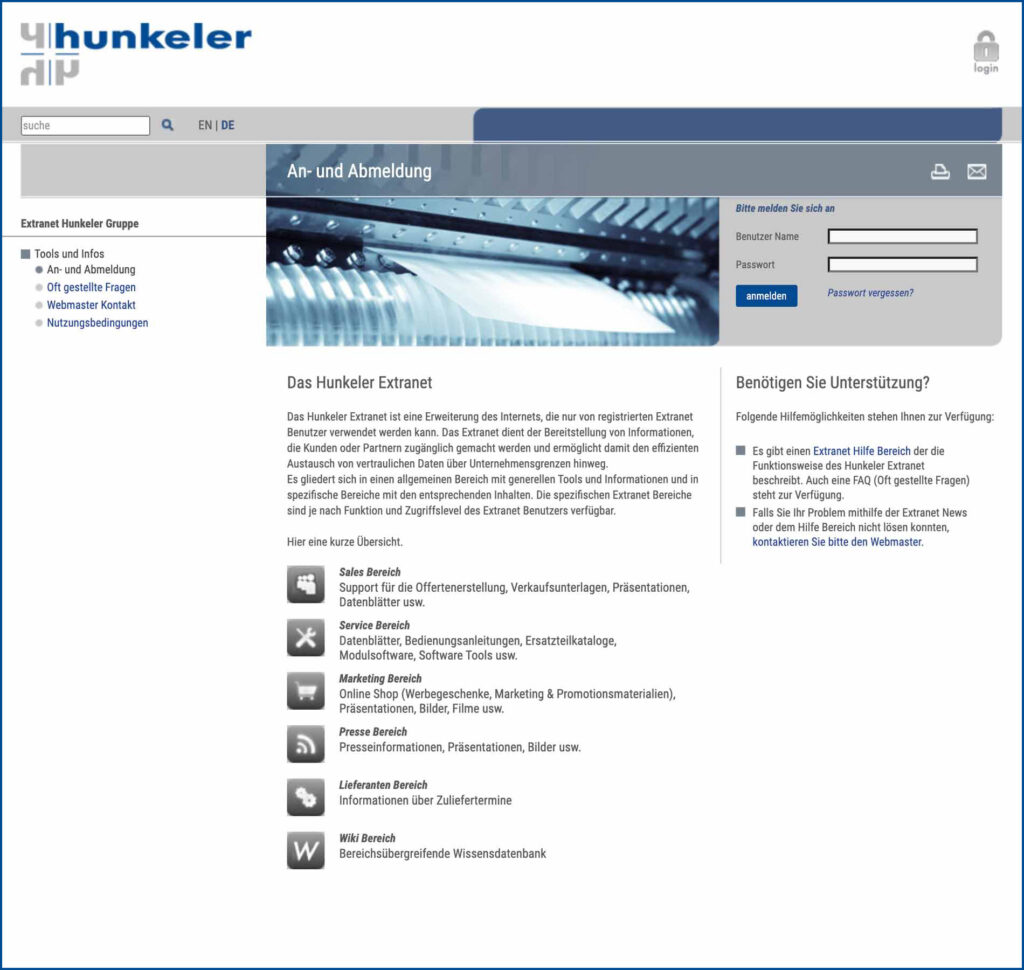 Hunkeler Extranet